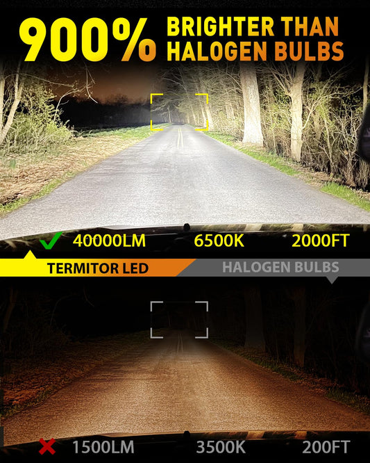 Upgraded H13/9008 Light bulb Hi/Low Beam, 40000LM 900% Super Bright, 6500K Cool White Fog Light Bulb,IP68 Waterproof, Real 1:1 Halogen Mini Size, Plug-N-Play, Pack of 2